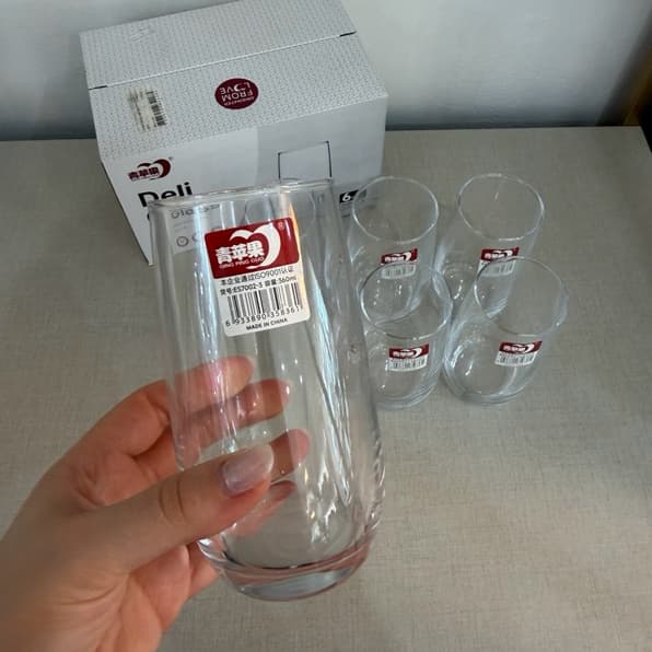 Jogo de copos de vidro 360 ml com 6 unidades - Vidro transparente, lindo para a sua mesa