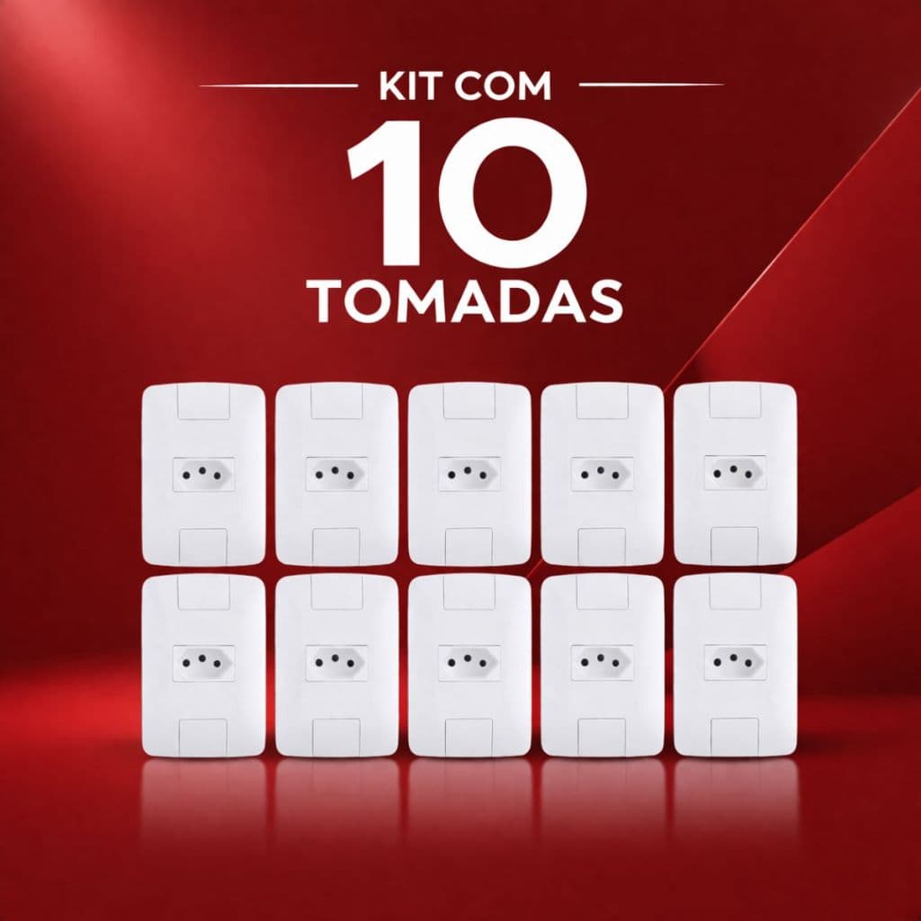 Kit 10 Conjunto Tomadas Simples 10A 250V Tramontina Aria Branca com Placa 4x2