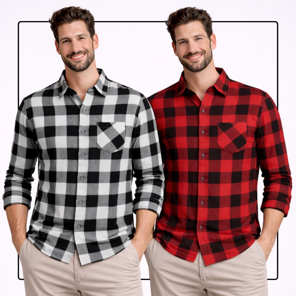 Kit 2 Camisa Xadrez Masculina Manga Longa Flanelada