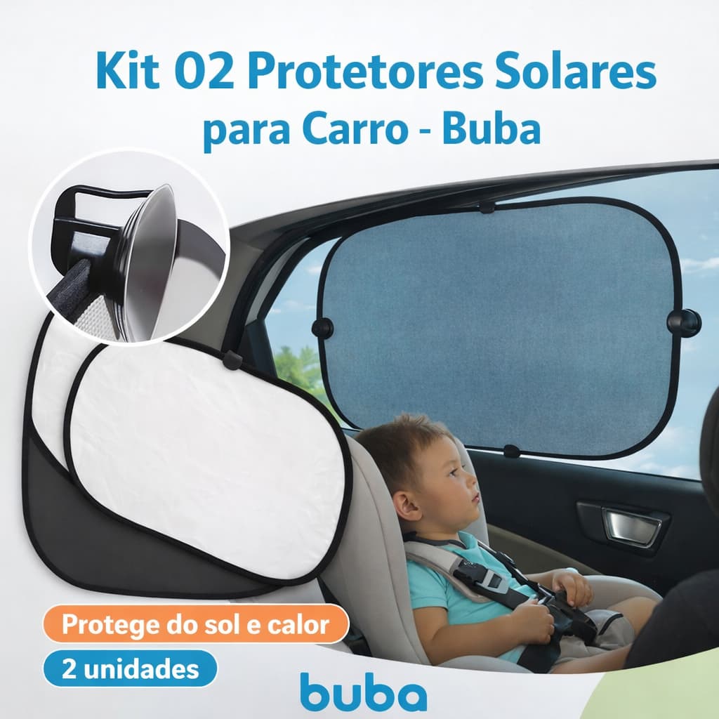 Protetor Solar para Carro 02 Unidades Buba Infantil Janela Bebe