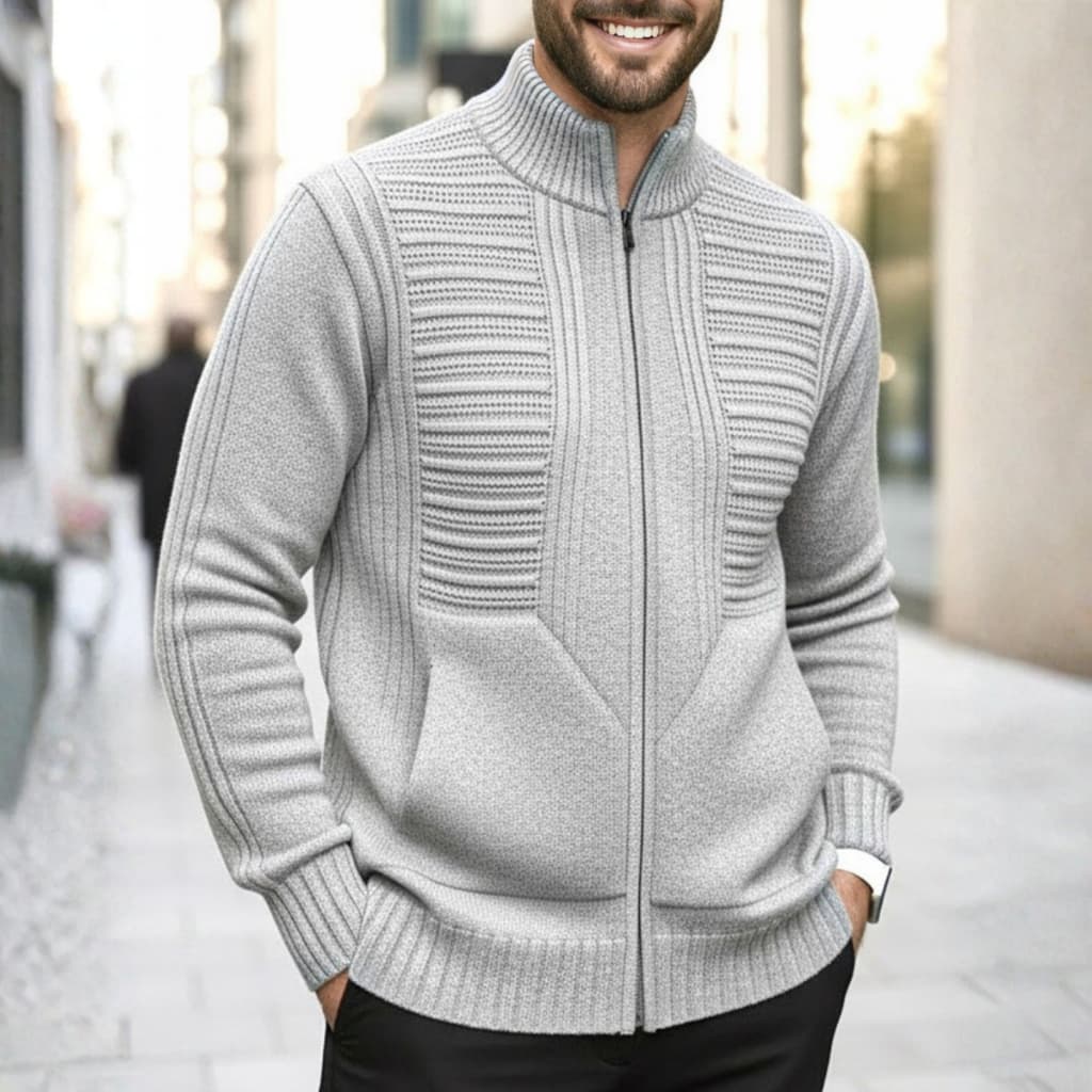 Blusa De Frio Masculina Jaqueta De Inverno Lã Quentinha Com Bolso E Ziper Trico
