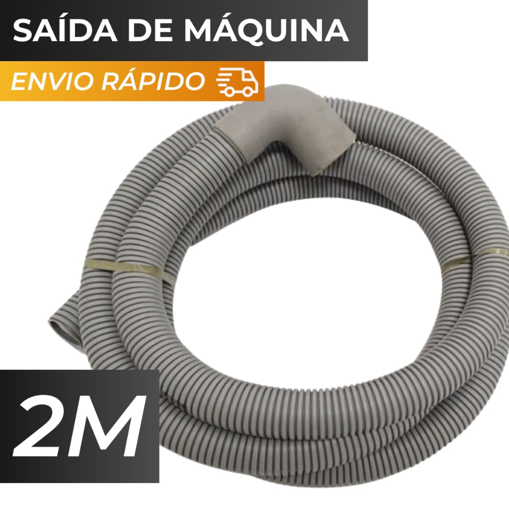 Mangueira Saida 2m C/ Suporte P/ Máquina de lavar Tanquinho Electrolux