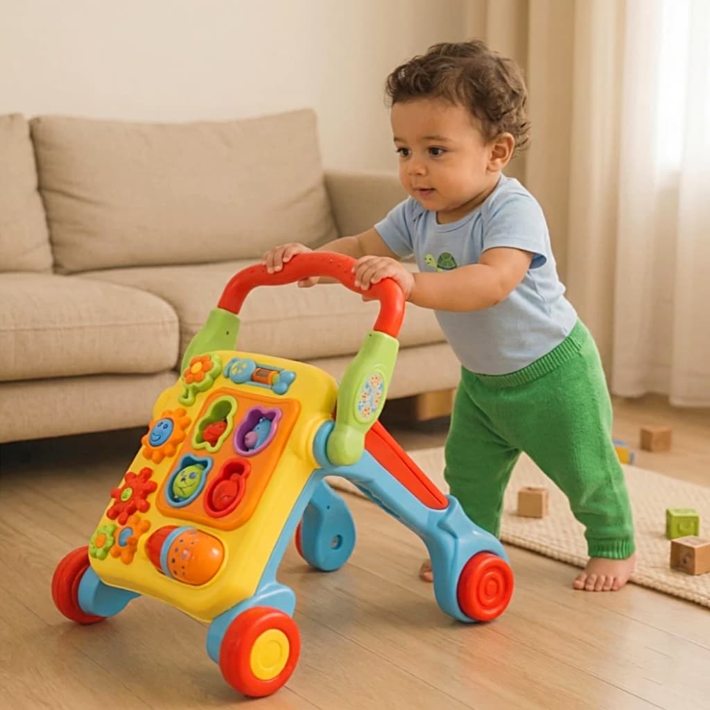 Andador Mesa Didático 4 Em 1 Musical Bebê Apoio Empurrador Carrinho Brinquedo Criança Aprender a Caminhar Infantil Peça