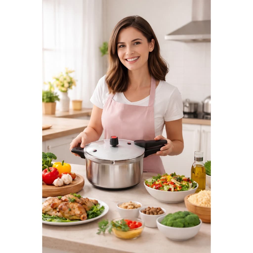 Panela pressão 7L fechamento externo segura, resistente, cozinha rápido promoção imperdível!