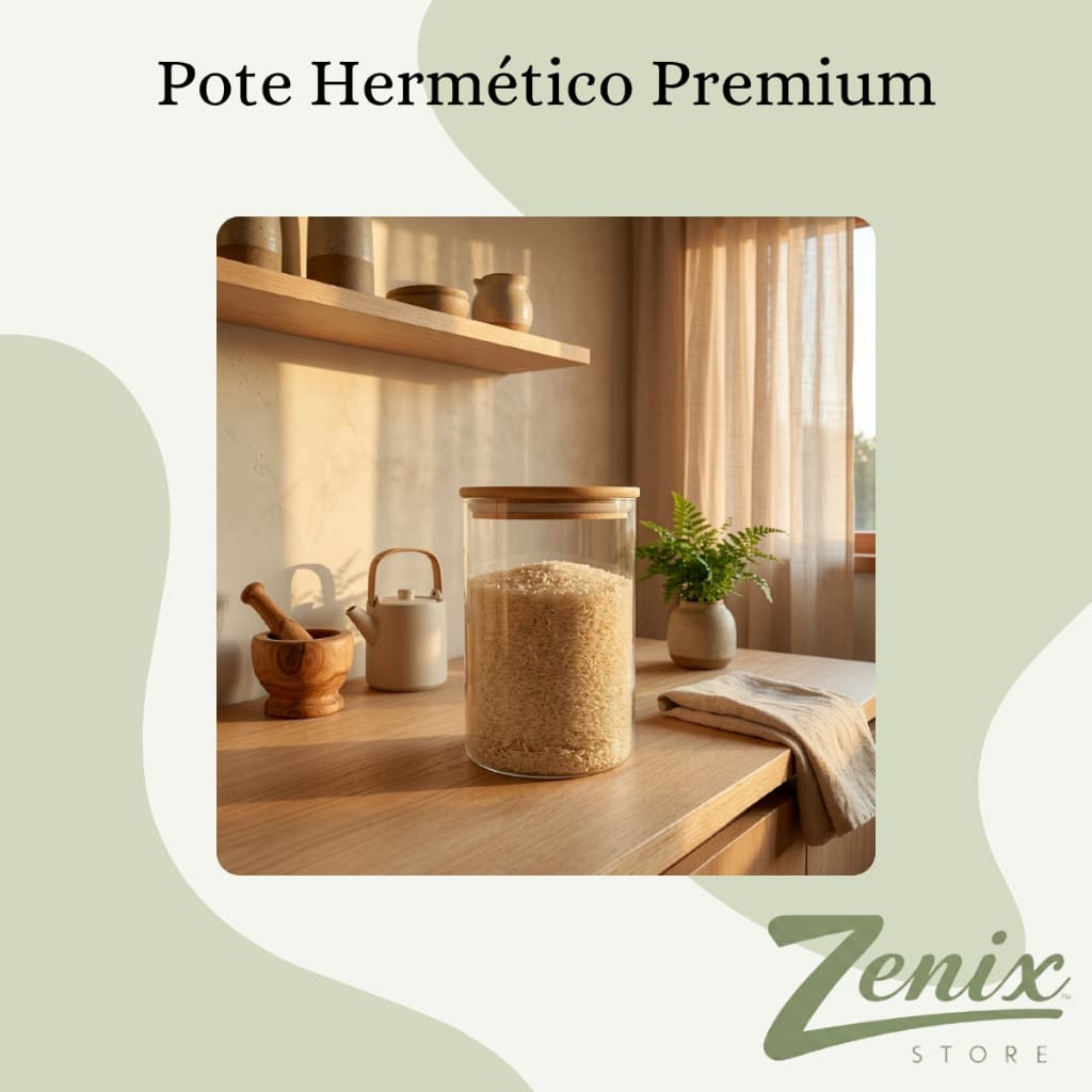 Pote Vidro Hermético Multiuso Tampa Bambu Design Elegante Conservação Frescor Organização Durável