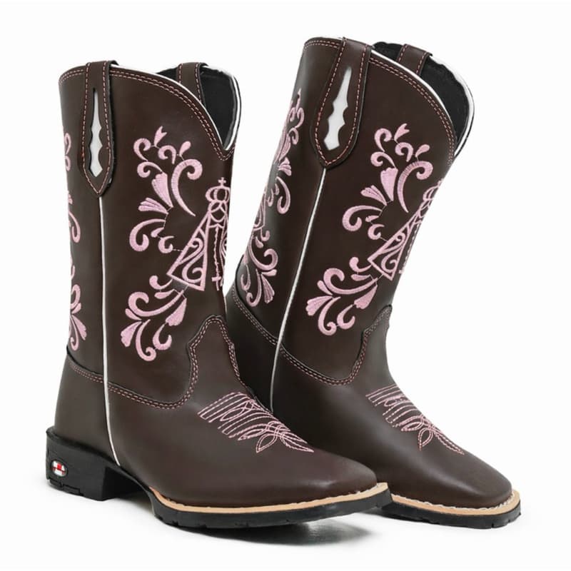 Bota Country Feminina Bordada Nossa Senhora Texana Cowboy Estilosa