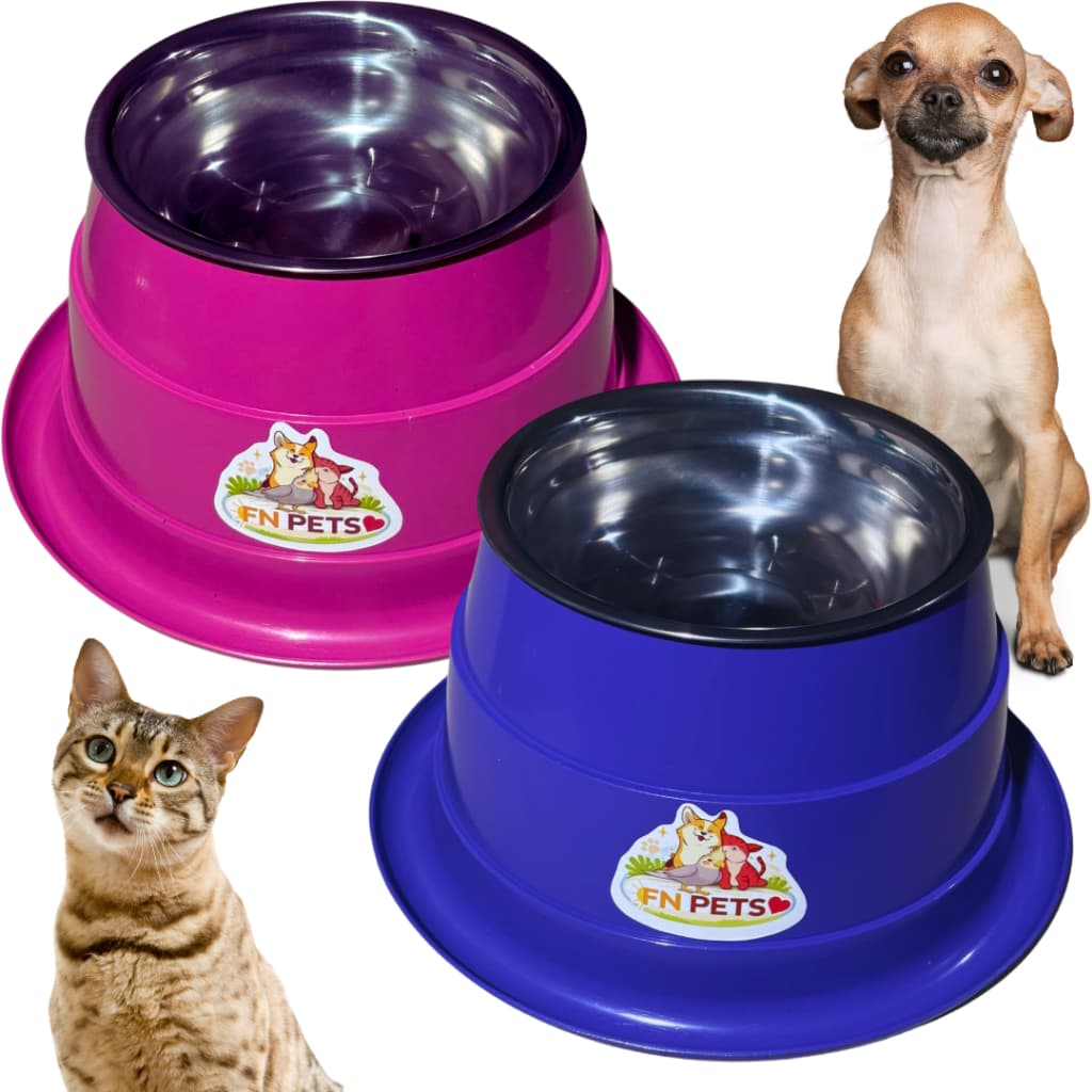 pet 2 Comedouro bebedouro AntiFormigas Pets PEQUENO 300ml para CACHORRO Gatos VASILHA inox Removíve