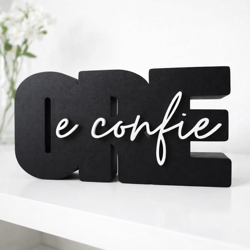 Decoração Frase Inspiradora "ORE E CONFIE"  Objeto Decorativo Moderno para Mesa, Quarto ou Escritório Presente Criativo