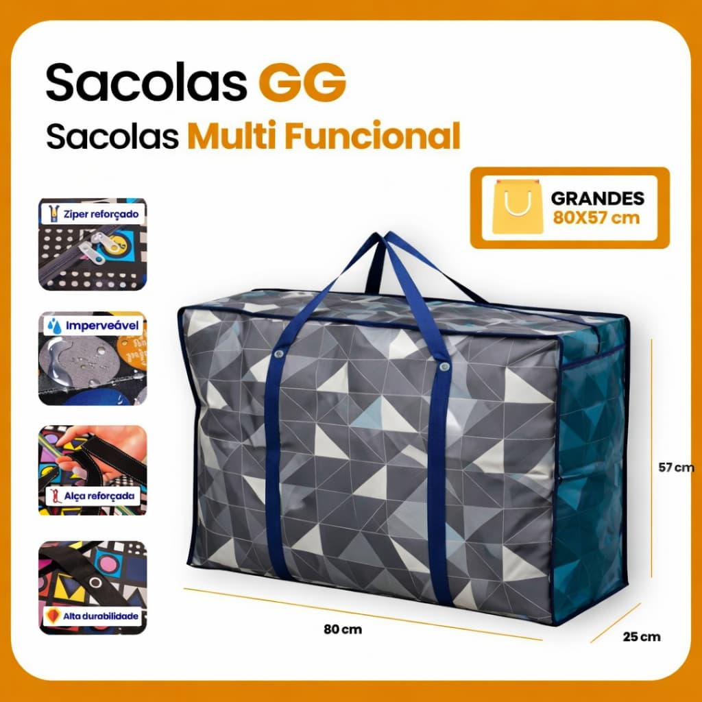 Sacola  1/2/3/4 GG Extra Grande 80cm Viagem Impermeável Bolsa Mudança Compras