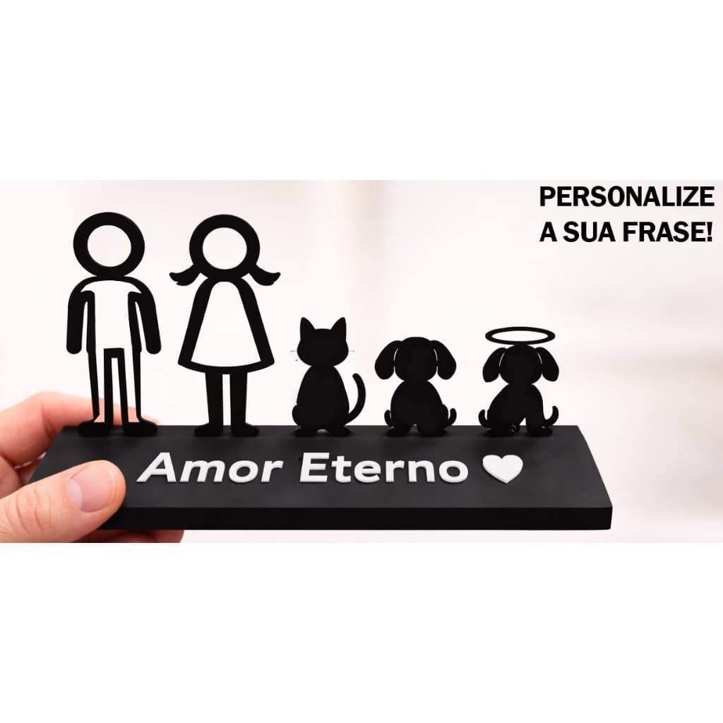 PLACA FAMÍLIA PERSONALIZADA COM FRASE AMOR ETERNO 3D