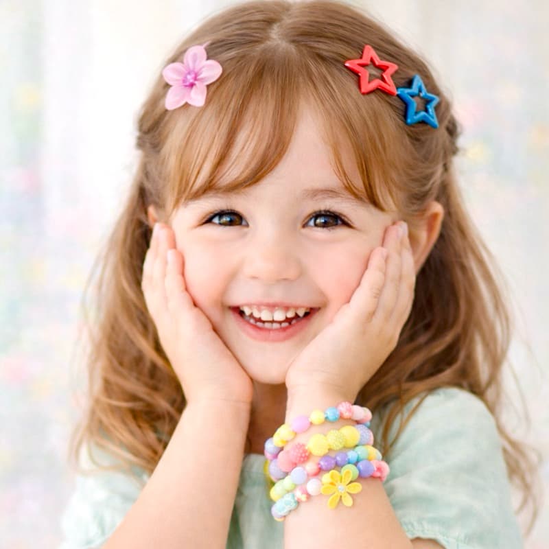 Kit Acessórios Infantil Menina | Pulseiras, Presilhas e Elástico de Cabelo Colorido