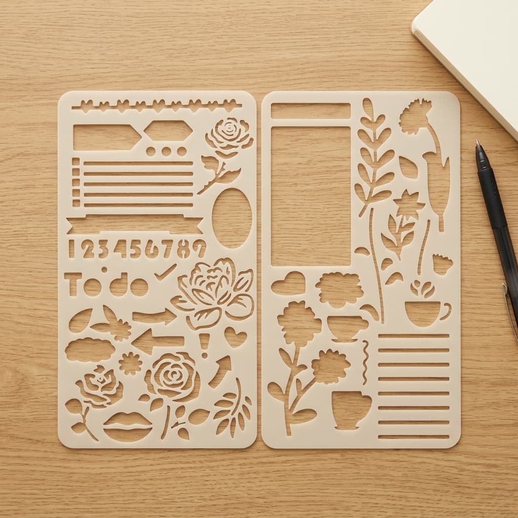 Kit com 2 Stencil Reading Tracker Bullet Journal Diário de Leitura Planner Literário Reutilizável