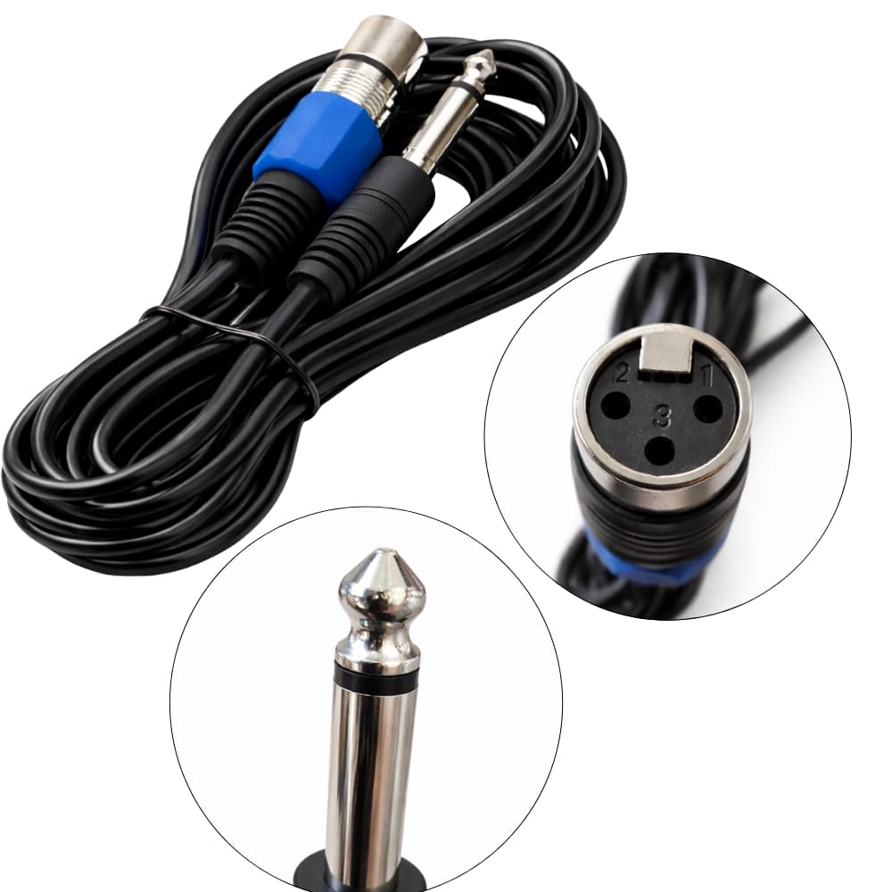 Cabo Microfone 5 Metros Reforçado OD6 Profissional P10 Mono X Xlr Fêmea 3 Pinos Cabo  Alta Qualidade
