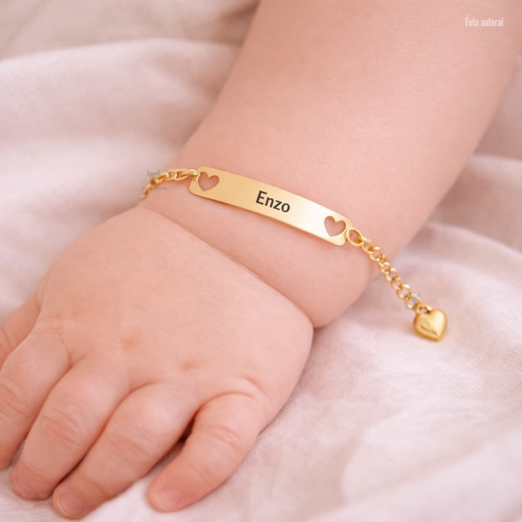 Pulseira Infantil menino com Nome Personalizado Gravado a Laser