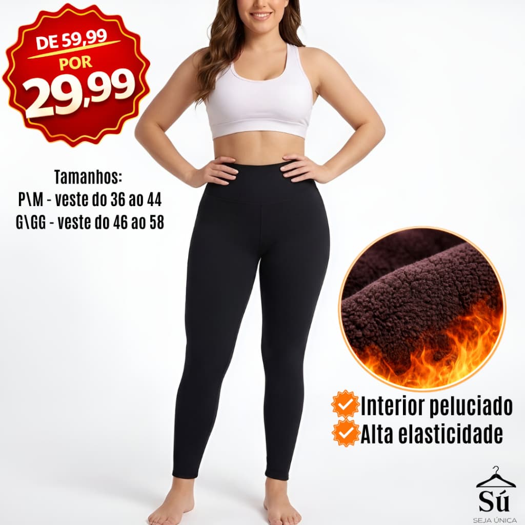 Meia Legging Térmica Premium SUPER QUENTE Peluciada Grossa Cintura Alta Modeladora Não Marca Roupa