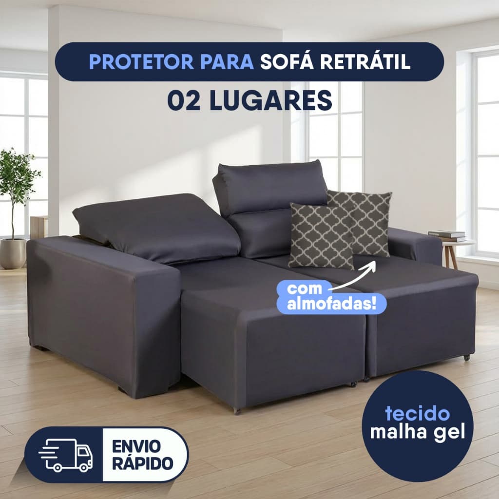 Capa Protetora de Sofá Retrátil Reclinável 2 lugares  + 2 Almofadas