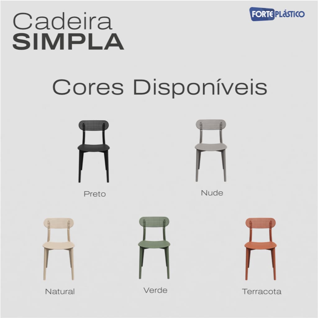 Cadeira FortePlástico - modelo SIMPLA - Montavel, Resistente, Ambientes internos e externos