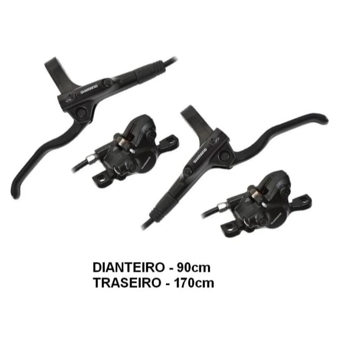 Par Freio Hidráulico Shimano Mt200 Kit Dianteiro e Traseiro Mountain Bike Leve Preto