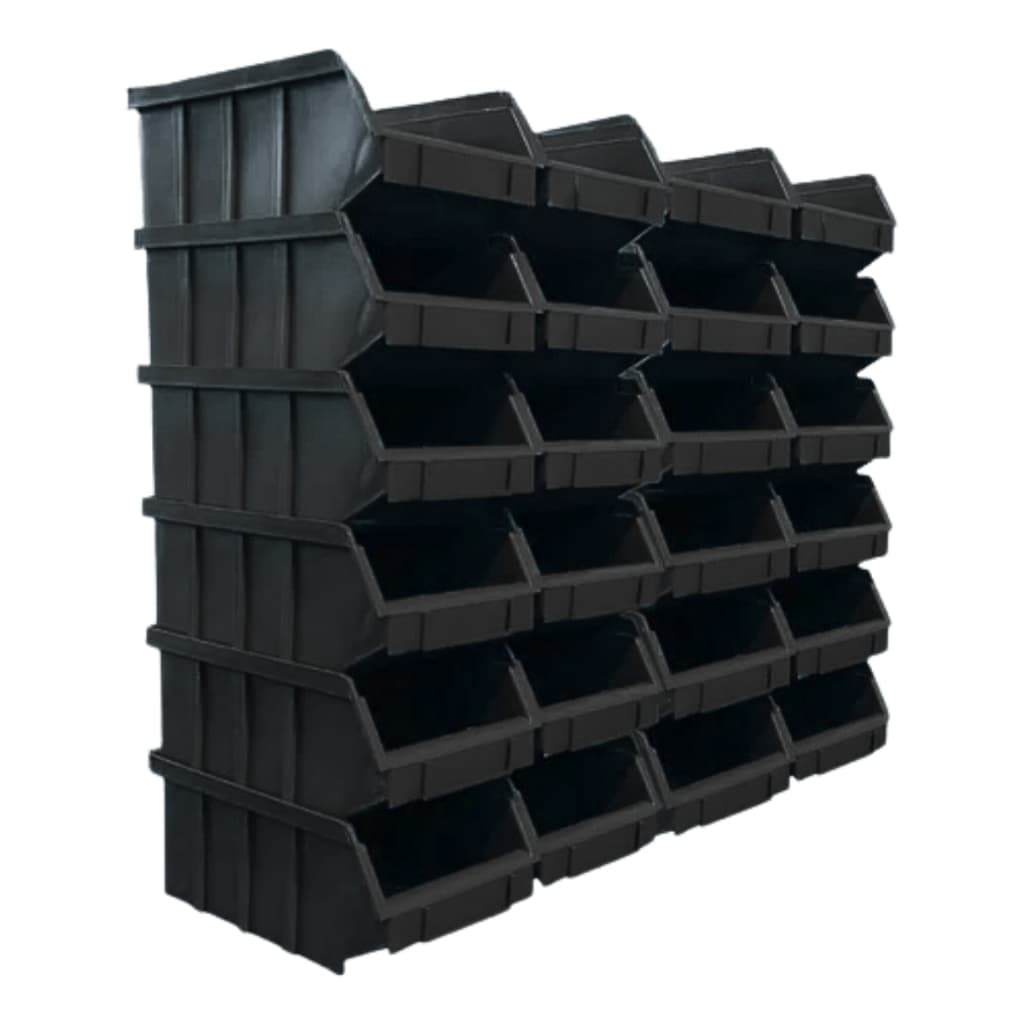 Kit Com 20 Gaveteiros Plástico Organizador Bin Nº 3 Preto