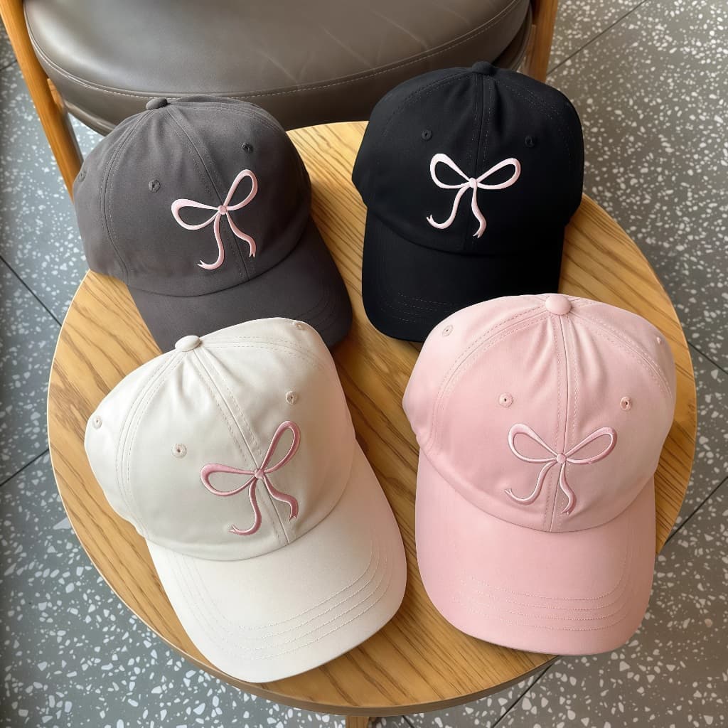 Boné de Beisebol Feminino com Laço Rosa Ajustável Proteção UV Leve e Respirável Estilo Casual para Dia a Dia e Praia
