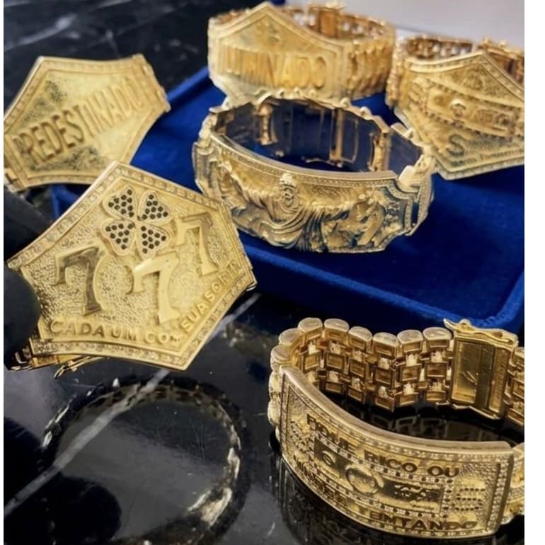 PULSEIRA BRACELETE PERSONALIZADO MOEDA ANTIGA 777 JESUS TREVO NOSSA SENHORA RELIGIOSO ILUMINADO