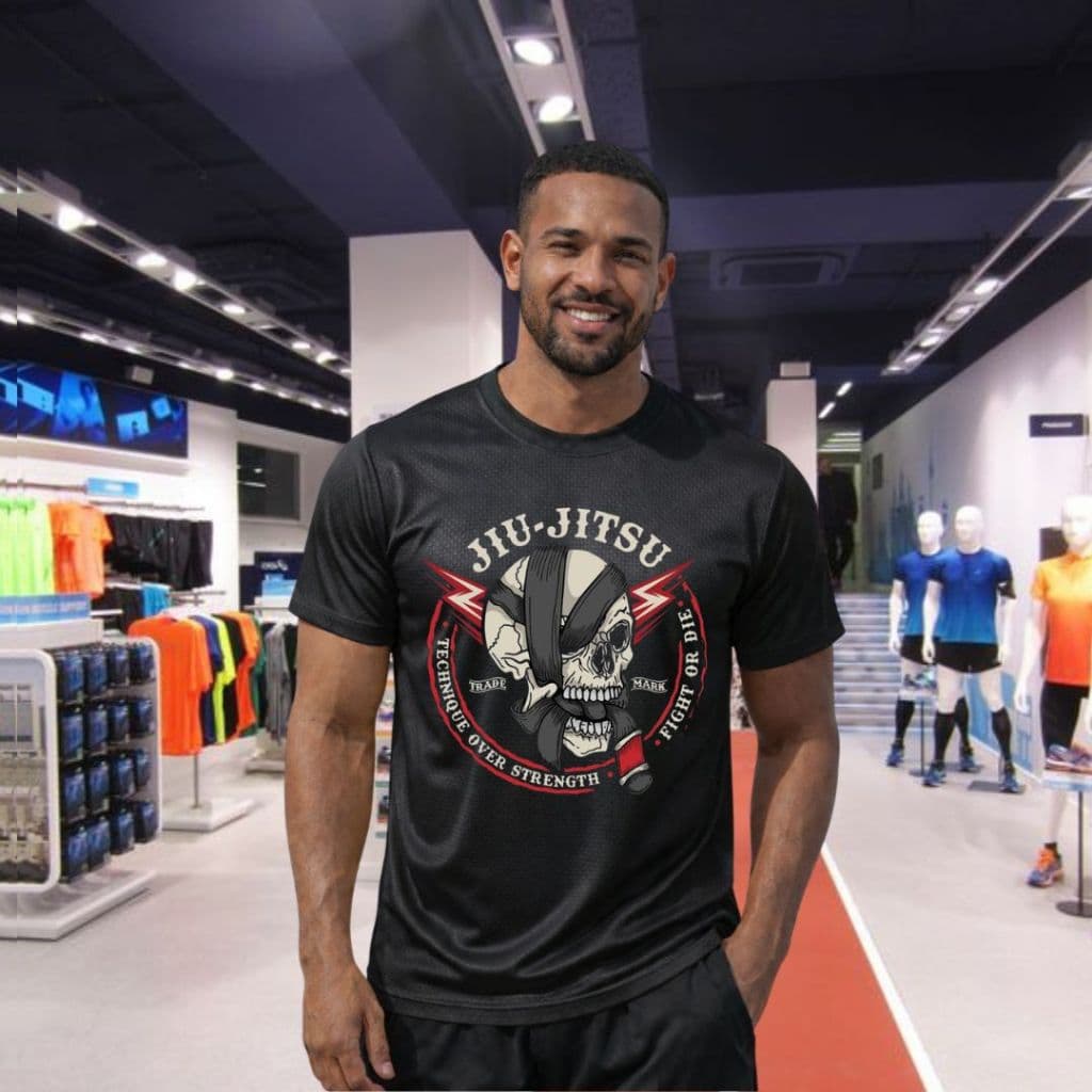 Camiseta Dry Fit Para Treino Academia Camisa Jiu Jitsu Caveira Luta