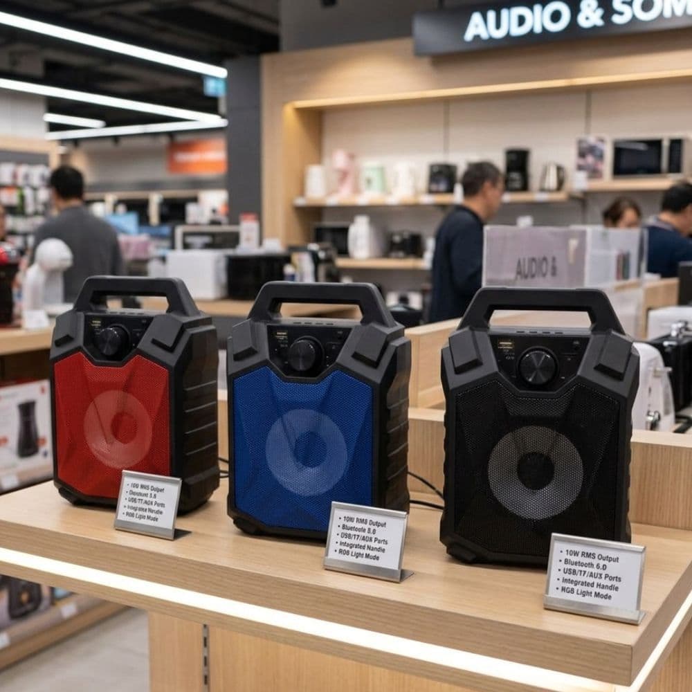 Caixa De Som Portátil Rádio Fm Usb Bluetooth Potente Led