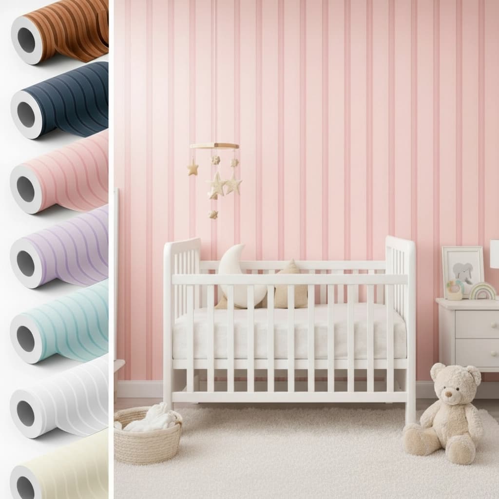 Papel de Parede Adesivo Ripado Infantil Premium 1/2/3/6/12 Metros 50cm Luxo para Quarto, Sala e Casa