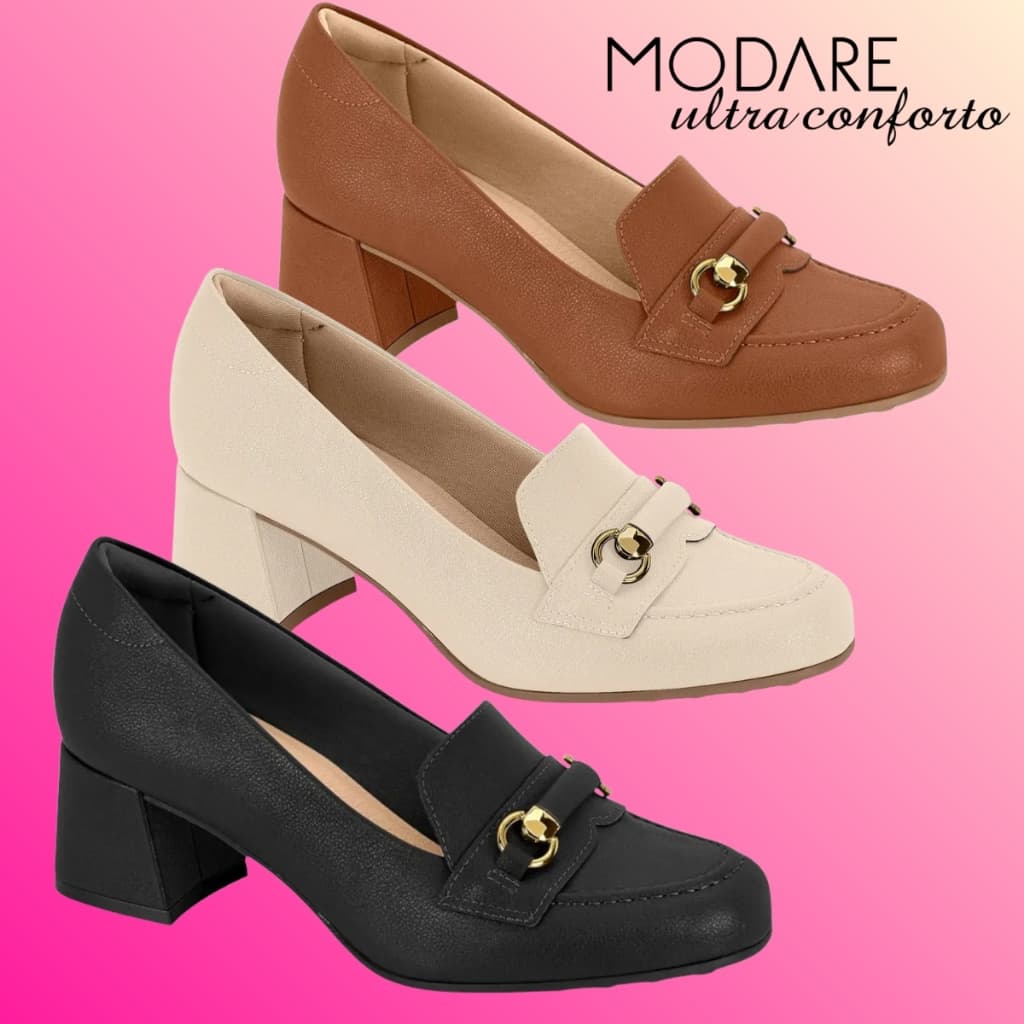 Sapato Social Ultraconforto Mocassim Salto Bloco Macio Leve Trabalho Outono/Inverno
