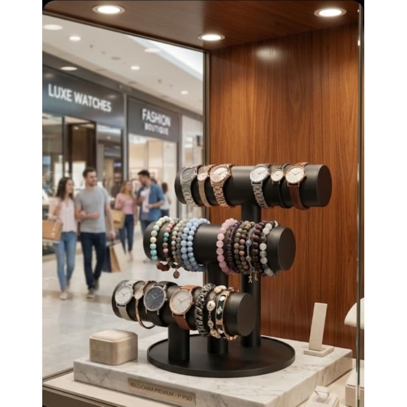 ​Suporte Organizador De Joias Pulseiras E Relógios Luxo Expositor De Mesa 3 Níveis Multiuso Moderno Porta Acessórios
