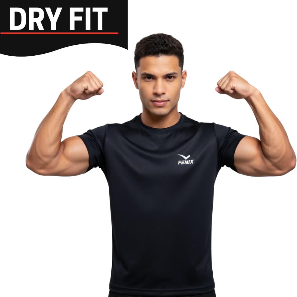 Camisetas Masculinas Dry Fit UV 100% Poliéster Gola Redonda Treino Academia