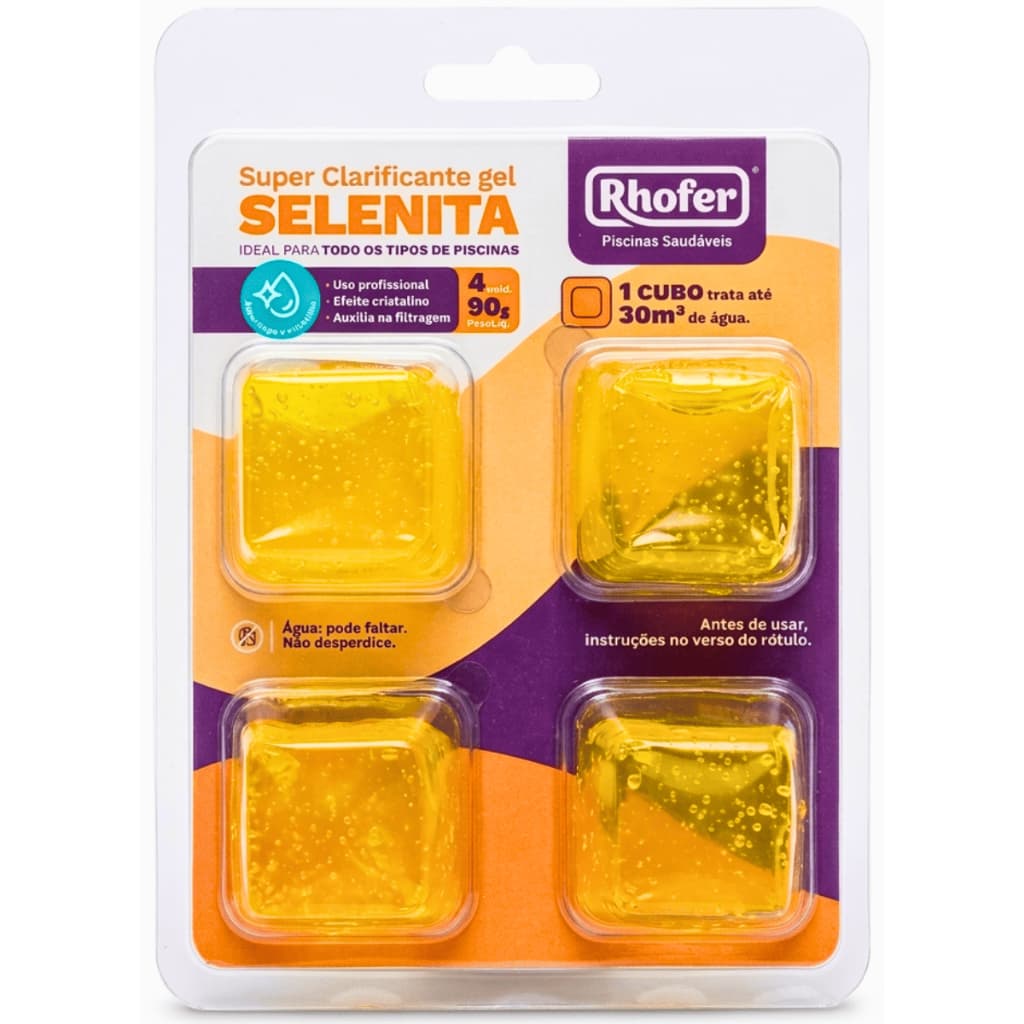 Super Clarificante Gel Selenita Rhofer Água Cristalina Rápida Elimina Turbidez Da Piscina
