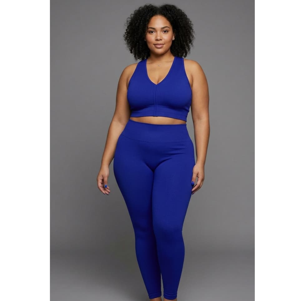 Conjunto Anarruga Texturizado PLUS SIZE Cós Alto Top Nadador Para Academia e Dia a Dia