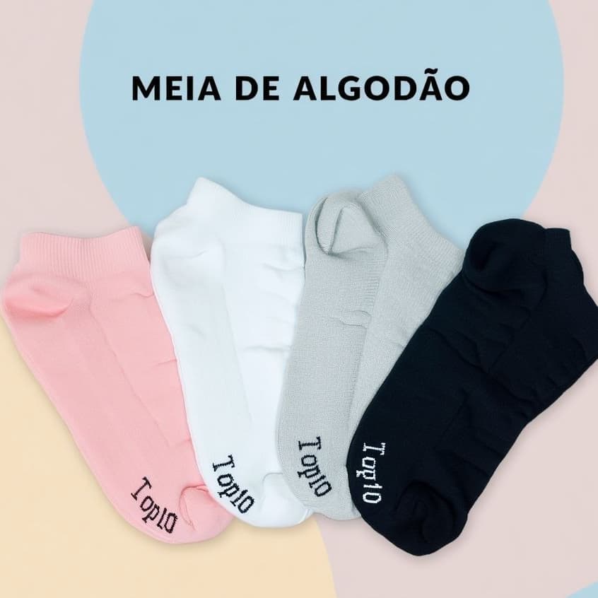 Kit 6 Pares Meia Soquete Feminina Casual