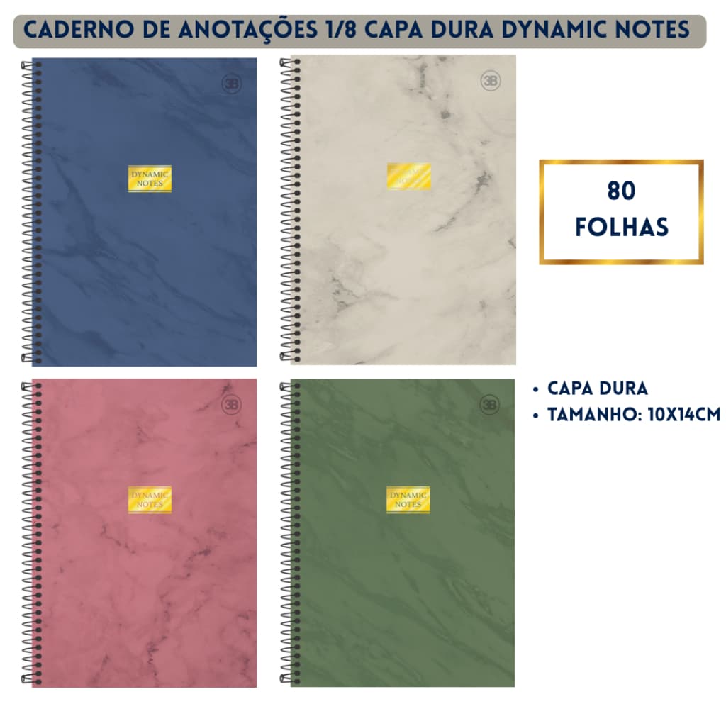 Caderno de Anotações 80 Folhas Capa Dura Dynamic Notes - 3B Cadernos