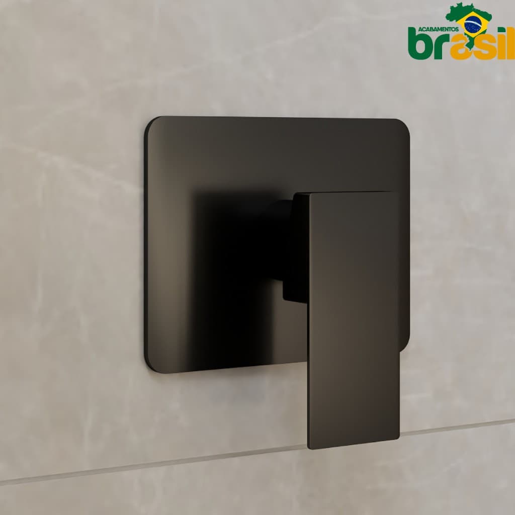 Acabamento Monocomando Modelo Docol Quadrado Preto-Preto/Fosco(Preto/Fosco)