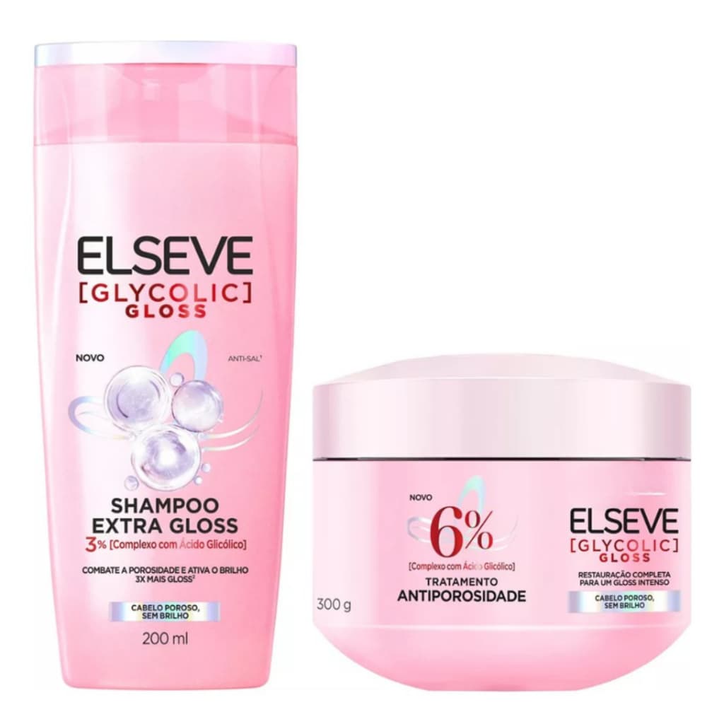 Kit Shampoo E Máscara De Hidratação Elseve Glycolic Gloss