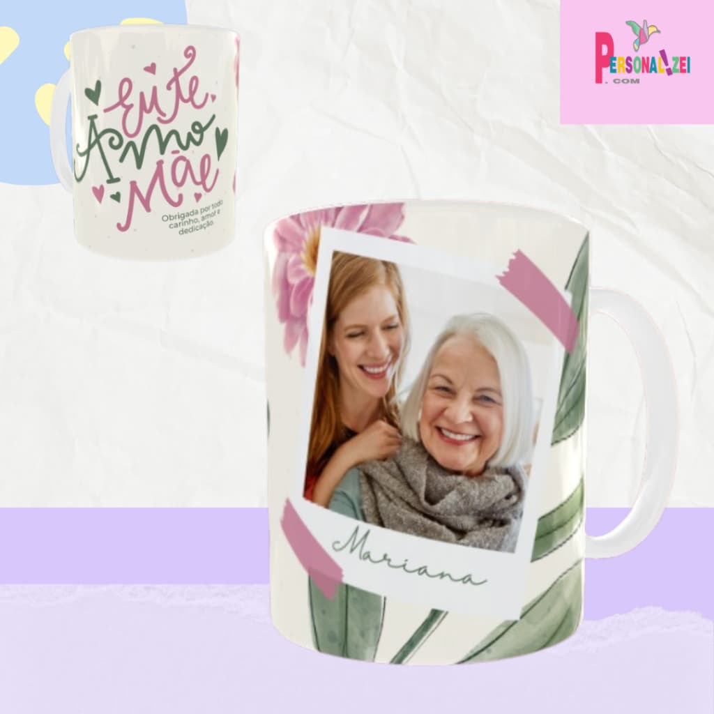 Caneca Personalizada Eu te amo Mãe Foto Nome Xícara Porcelana Dia das Mães Presente Foto Frase Nome