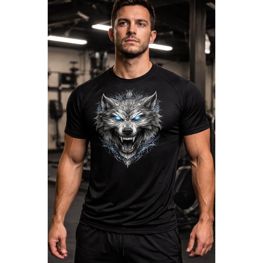 Camiseta Masculina Dry Fit Lobo Academia Treino CrossFit Corrida Treino