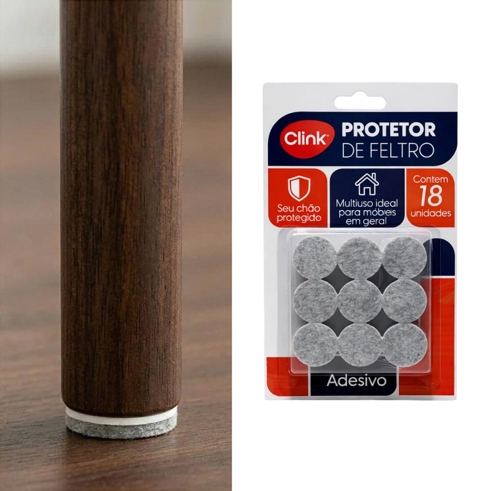 Protetor de Feltro 3cm x 5mm Redondo Adesivo 18 Peças Risco Ruídos Pisos Pé Cadeiras Mesas Móveis