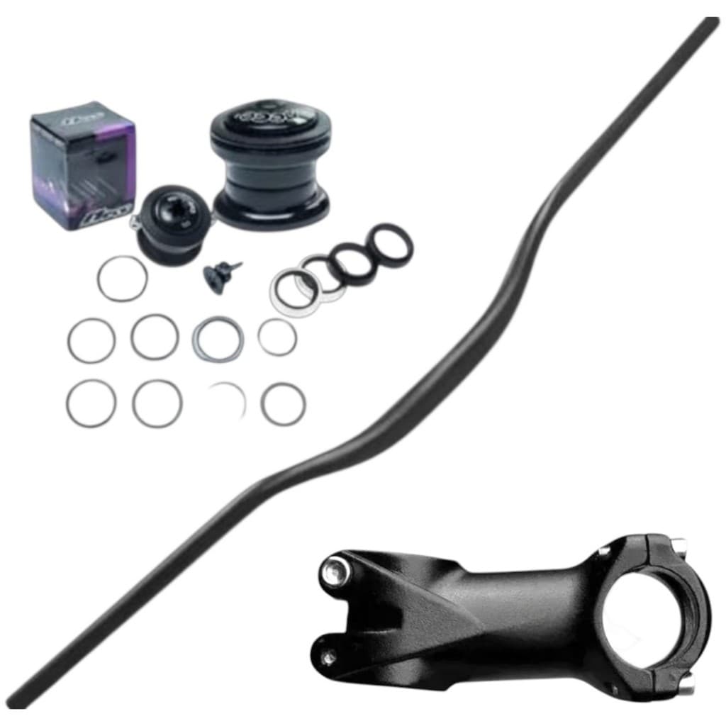 Guidão curvo 31.8mm reforçado + mesa suporte gts alumínio + movimento direção aheadset de bicicleta aro 26 e 29 over