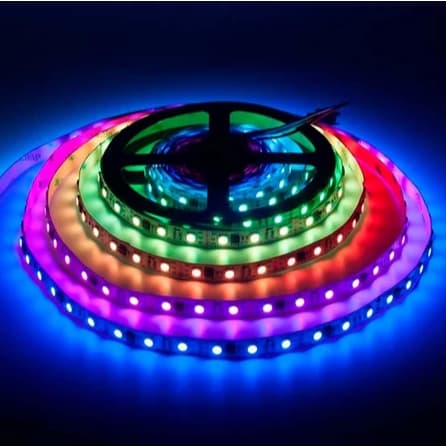 Fita LED RGB 5050 12V Rolo 5M 60 LEDs/m Flexível IP65 Com Fonte
