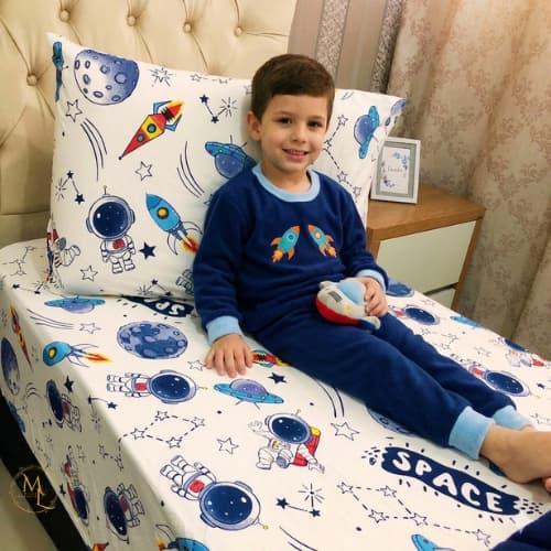 Jogo de Lençol Solteiro 2 Peças Infantil Malha 100% Algodão Macio Menino e Menina Personagens