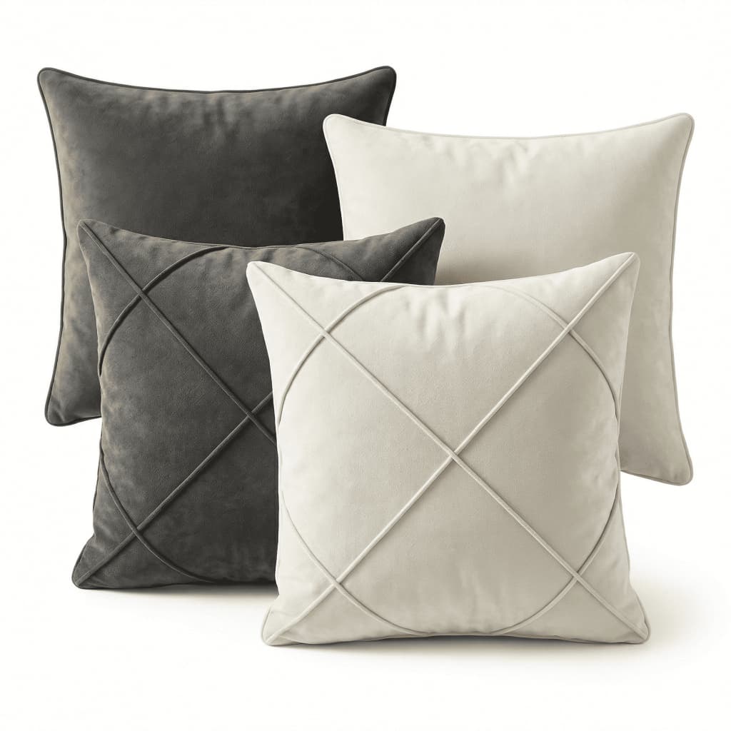 Kit 4 Capas de Almofada Premiun Texturizada + Lisa Conjunto Sofa Sala Decorativa