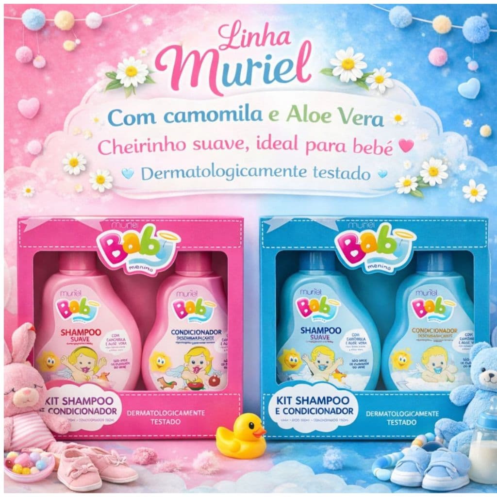 Kit Shampoo + Condicionador Baby Muriel Infantil 100ml + 100ml Camomila e Aloe Vera