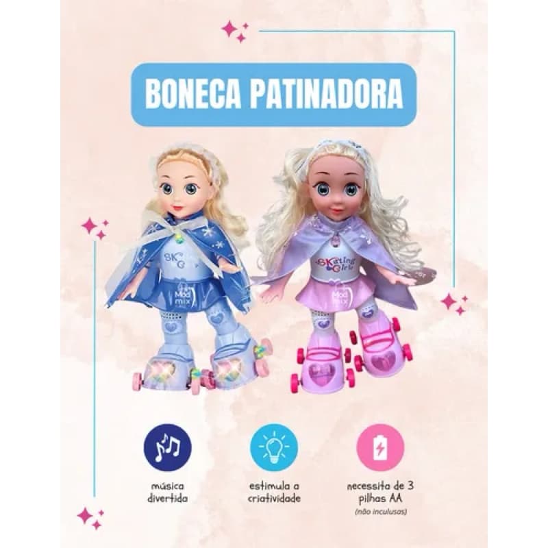Boneca Patinadora Musical com Luzes - Diversão Garantida!