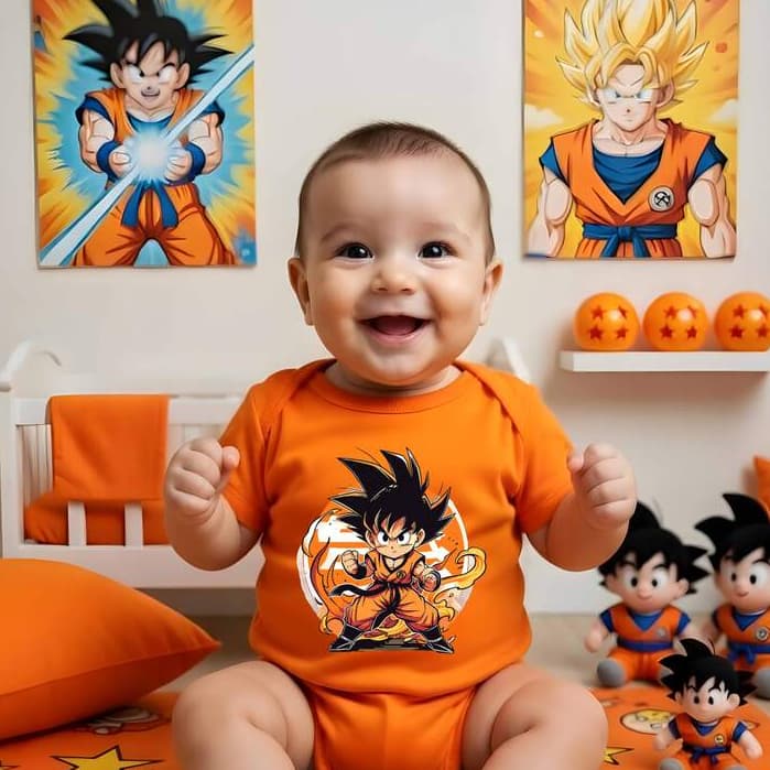Body Infantil Desenho Goku Dragon Ball Premium Personagem Divertido Bebe