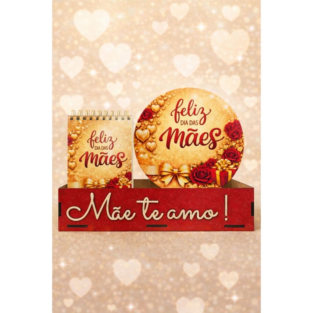Cesta Dia das Mães MDF + Painel 20cm + Bloquinho | Presente para Mãe Criativo e Barato
