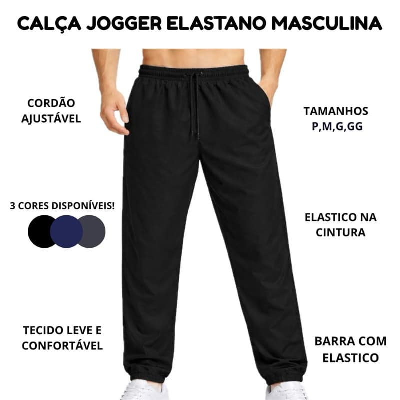 Calça Jogger Masculina Elastano Confortável Leve