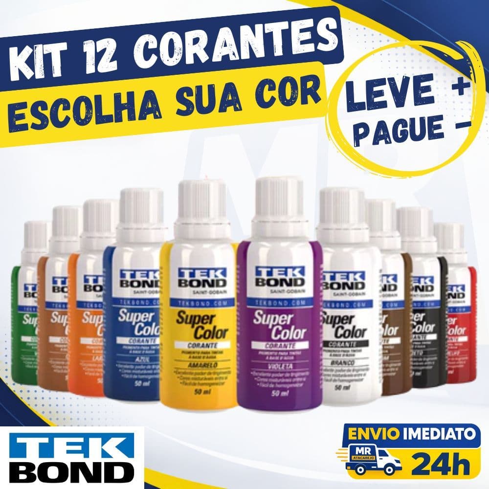 Kit 12 Corante para Tinta de Parede Xadrez para Tinta Pigmento para Tinta de Parede Profissional